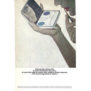 Faberge Eye Color Kit Makeup Advertisement MCM 1960s Vintage Print Ad 9 inch